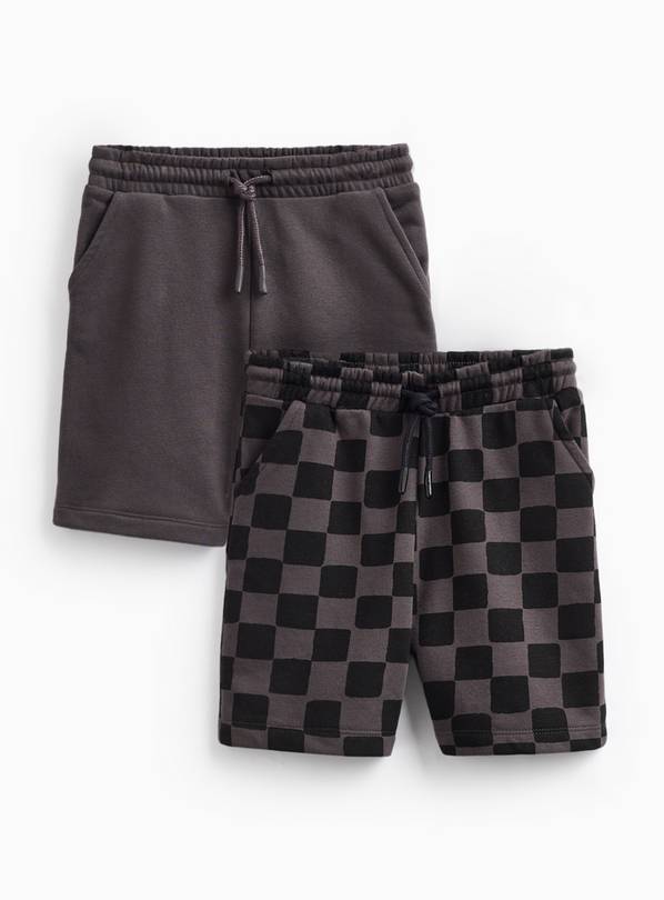 Brown & Checkerboard Print Shorts 2 Pack 7 years